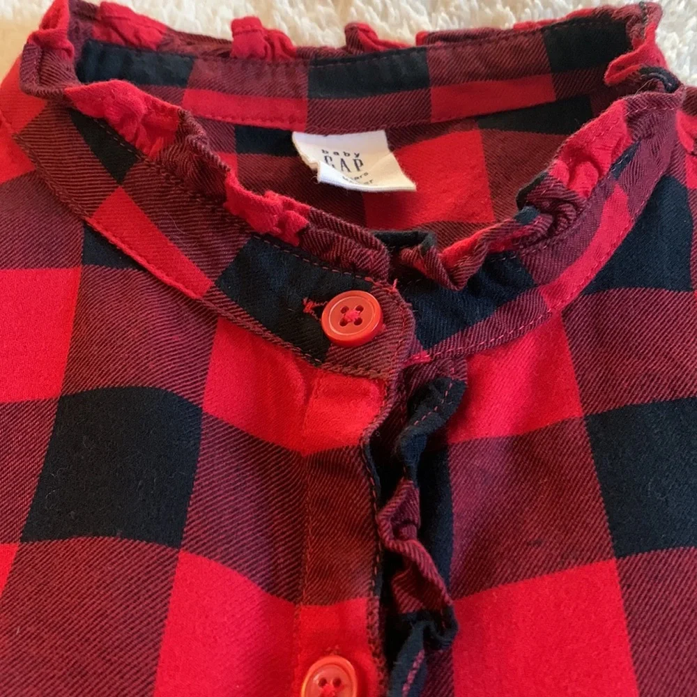 Gap Girl’s Buffalo Plaid Dress 5 Red & Black EUC